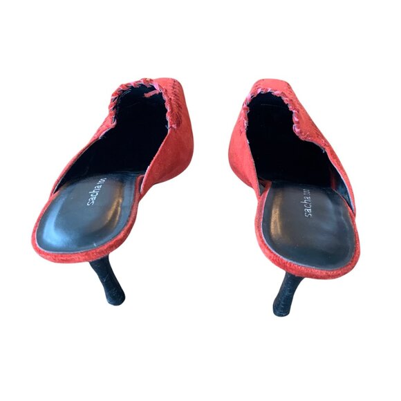 Vintage Sacha Too Leather Suede Square Toe Mule Heels 7.5 - Picture 8 of 10